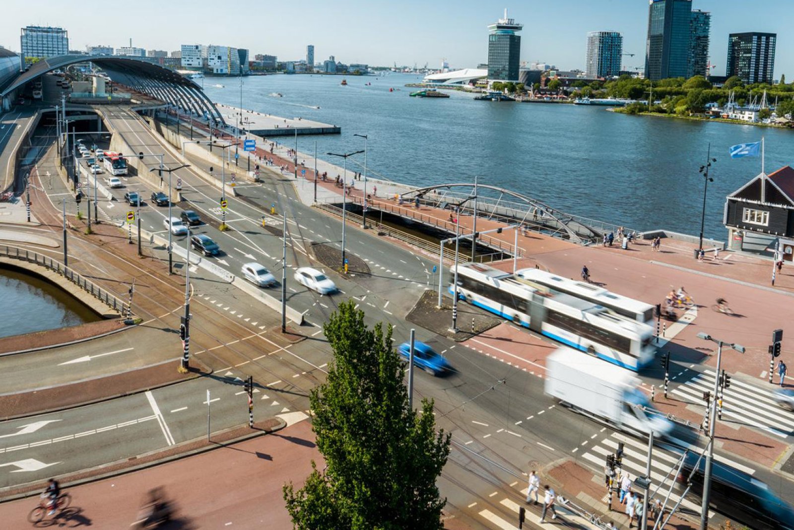 View of de ruijterkande and IJ in Amsterdam